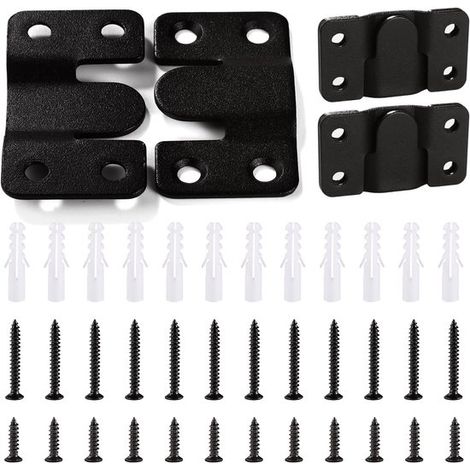 Staffa di montaggio a scomparsa - 6 ganci ad incastro per cornici portafoto - Staffa a clip a Z in acciaio inossidabile con 24 viti - Per cornici portafoto e specchi - Nero 54 x 30 mm (1/5)