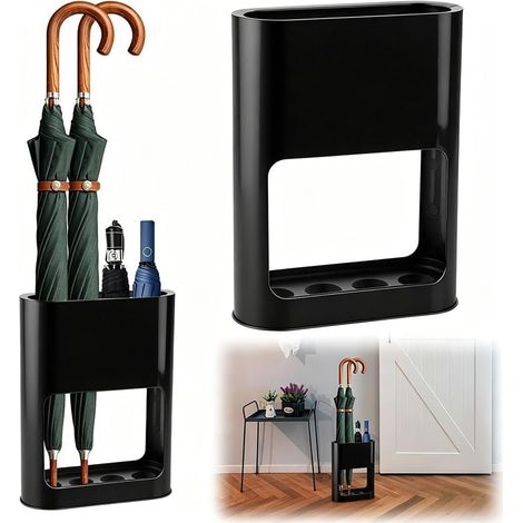 Porte-parapluie, 4 emplacements, porte-parapluie avec bac d'égouttement amovible, porte-parapluies d'entrée, porte-parapluies d'intérieur pour parapluies longs/courts (1/5)