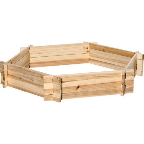 Carré Potager Hexagonal en Bois Bac à Fleurs Lit de Jardin DIY pour Extérieur Balcon 100x92x16cm Naturel (1/5)