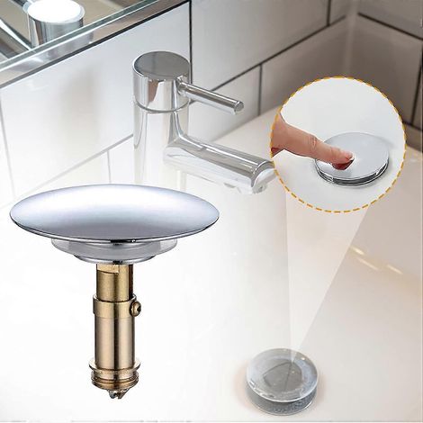 Bouchon de baignoire escamotable : bouchon universel pour lavabo, 66 mm, à pression (1/5)