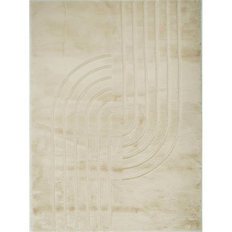Tapis beige géométrique très doux antidérapant lavable - 120 x 160 cm (1/5)