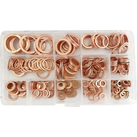Assortiment de 300 anneaux en cuivre, rondelles d'étanchéité en cuivre, tailles M5 à M20-300pcs-As Shown