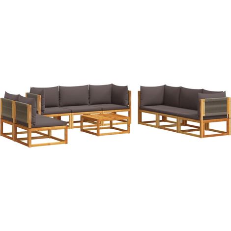 Maison Exclusive - Set di divani da giardino 9 pezzi con cuscini in legno di acacia e corda