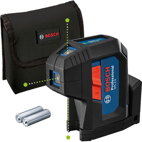 Bosch Professional – Laser à points vert GPL 3 G – Portée jusqu'à 30 m – Précision ± 0,35 mm/m – Protection IP 65 – Support rotatif intégré
