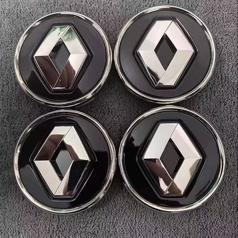 Enjoliveurs centraux de 58 mm, compatibles avec les modèles Renault Koleos, Fluence, Latitude et Scenic. Enjoliveurs noirs et argentés, lot de 4.