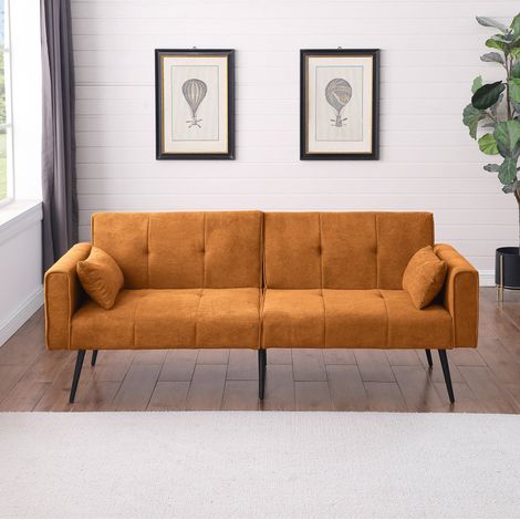 Canapé convertible 172.7xx cm orange en tissu côtelé avec dossier rabattable (1/5)