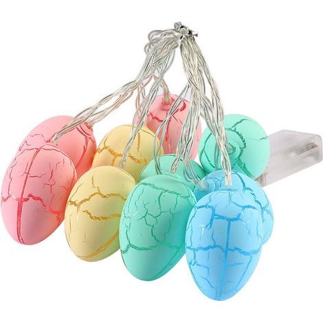 1 stringa di luci LED, multicolore, a forma di uovo rotto, alimentate a batteria, decorazione pasquale (1/5)