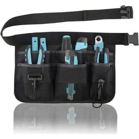 Cintura porta attrezzi da giardinaggio portatile, cintura porta attrezzi da giardino, marsupio regolabile per attrezzi da giardino (nero)