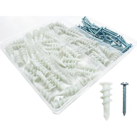 100x Selbstbohrende Trockenbaudübel mit Schrauben-Set, 50 Dübel & 50 Schrauben, bis 34 kg belastbar (1/5)