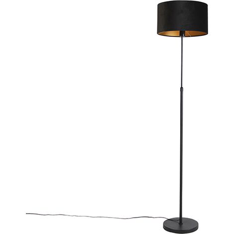 Floor Lamp Black with Velvet Lampshade Black with Gold 35 cm - Parte