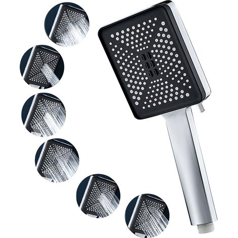 pommeau De Douche Massant Avec 6 Modes De Pulvrisation(argent), Douche Carre, Grande Douche Conomie D'eau Haute Pressionpommeau Douche Economise (1/5)