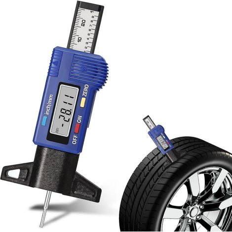 Jauge de profondeur de pneu numérique, jauge de profondeur de pneu avec écran LCD, jauge de mesure de la bande de roulement, jauge d'usure de pneu bleue, jauge de profondeur de pneu numérique, vérific (1/5)