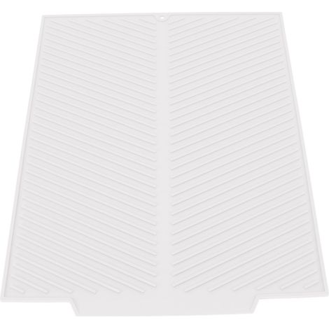 Tappetino asciugapiatti in silicone, 485x405 mm, resistente al calore, antiscivolo, per piano cucina, per la casa, bianco. (1/5)