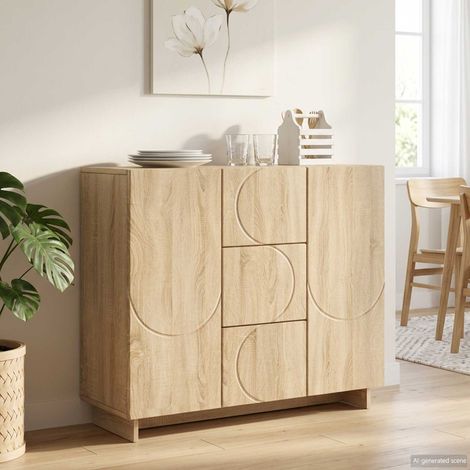 Aparador Roble Sonoma 85,5 x 31 x 75 cm Madera de ingeniería (1/4)