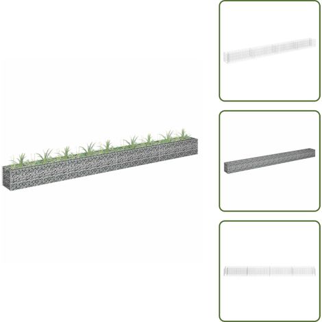 Lit surélevé à gabion Acier galvanisé 360x30x30 cm - Jardinière À Gabion - Jardin Vertical - Bac À Plantation - Border Décoratif - Pot De Fleurs Extérieur