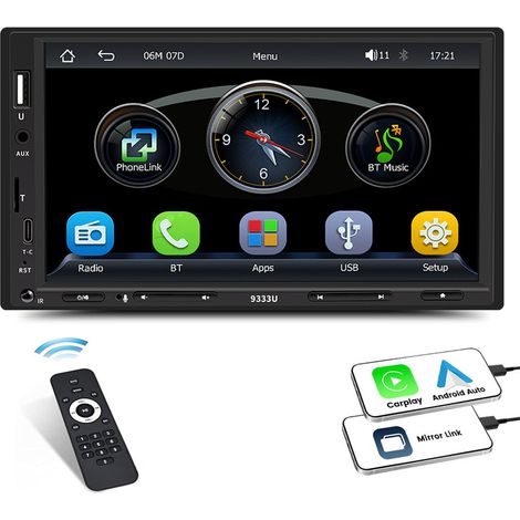 Autoradio stéréo Bluetooth double DIN 7" avec Apple/Android Carplay GPS USB (1/5)