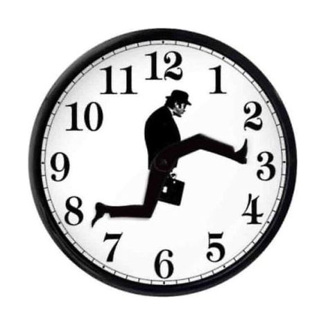 Horloge murale silencieuse créative, inspirée d'un motif de marche comique, parfaite pour la décoration intérieure (noire). (1/4)