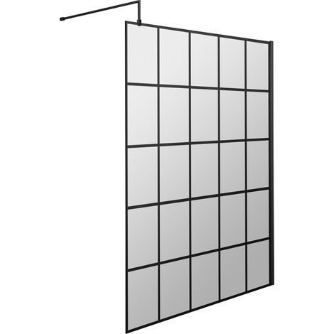 Balterley Werrington 8mm Toughened Safety Glass Black Framed Wetroom Screen - 1400mm