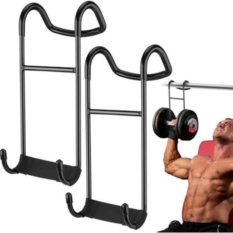 Lot de 2 crochets robustes pour haltères - 102 kg - Bras de fixation pour haltères, banc de presse, fitness, haltérophilie, entraînement de poitrine et d'épaule (1/4)