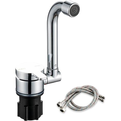 Grifo de cocina plegable , grifo de fregadero giratorio de 360 grados, grifo mezclador de agua fría y caliente de una sola mano, grifo de cobre para barcos RV (1/5)