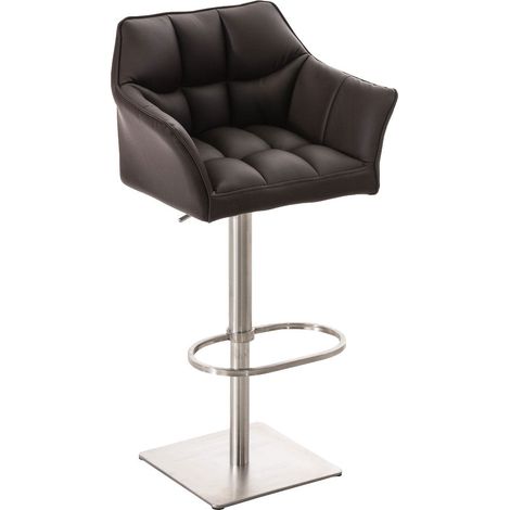 Sgabello da bar regolabile x1 in similpelle marrone con seduta avvolgente imbottita e base quadrata in acciaio inox 100006502