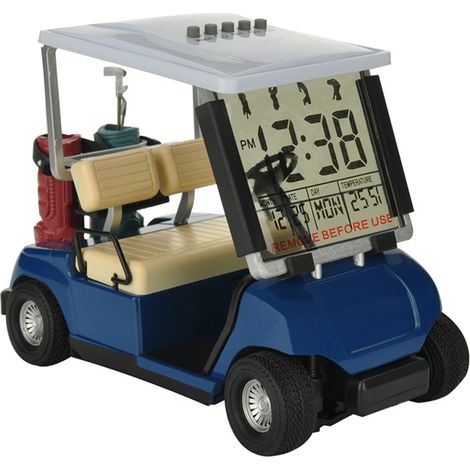 Golfwagen-Wecker, multifunktionaler ewiger Kalender, blau