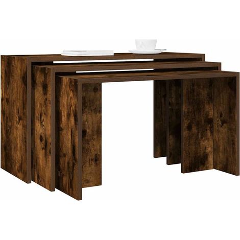 Nesting Tables 3 pcs Smoked Oak Engineered Wood vidaXL