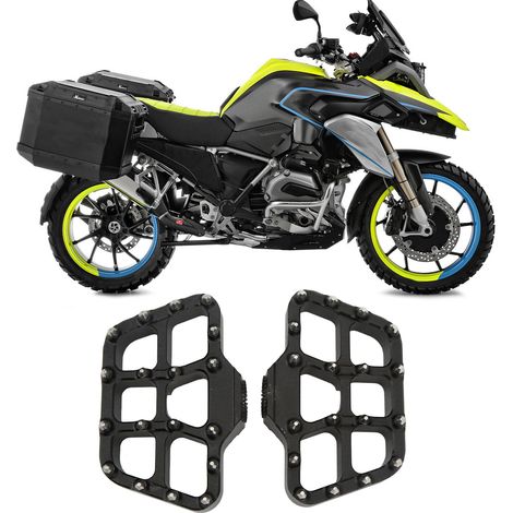 1 Paar vordere Fußrasten für BMW R1200GS LC Adventure Motorrad (kurz und verstellbar), silber (1/5)