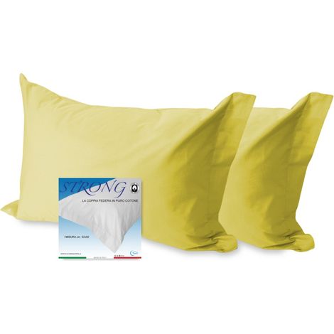 COPPIA federa per GUANCIALE STRONG tinta unita GIALLO cm. 52X82