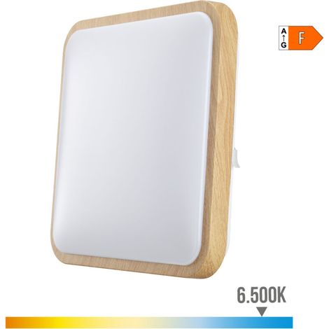 Plafonnier LED carré 18w 1820lm 6400k 33x33x7cm effet bois