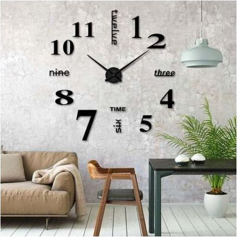 Horloge Murale DIY, Horloges Murales 3D DIY Design Moderne Horloges Murales Acryliques Stickers Muraux Décoration- Noir (1/5)