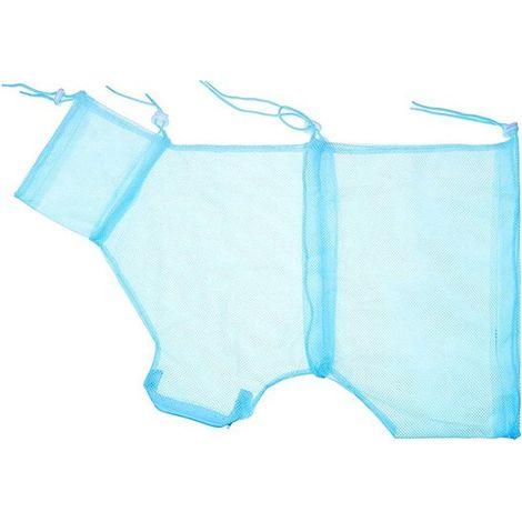 Set de bain pour chat 5 pièces - Sac de toilettage ajustable, muselière, coupe-ongles, pince à tiques et brosse de massage - Bleu (1/5)