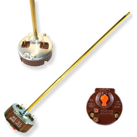Adjustable 270 mm bipolar rod thermostat with manual safety switch for electric and solar water heaters (1/5)