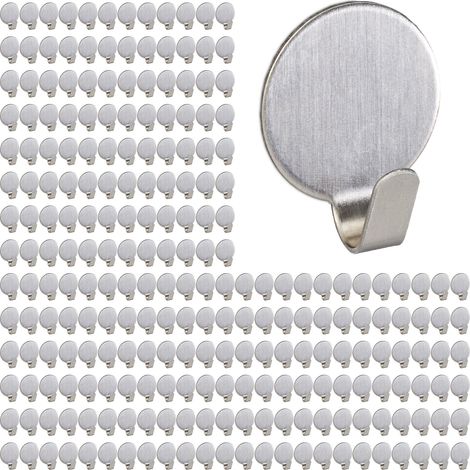 Crochet autocollant, lot de 240, porte-clés en inox, cuisine & salle de bain, accroche-muraux ronds, argent