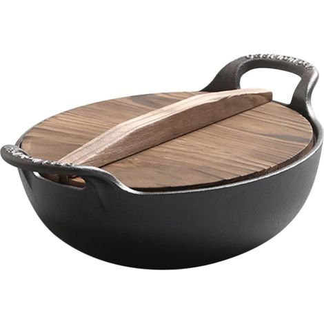 Cocotte en fonte, non revêtue, antiadhésive, pour mijoter, faire mijoter et cuisiner. (1/5)