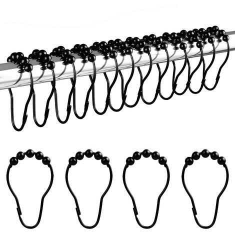 Anneaux de Douche en Acier Inoxydable (12pcs Noir) (1/5)