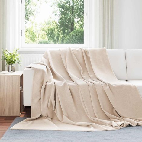 Überwurfdecke Beige 220 x 240 cm Fleece