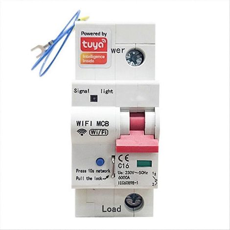 Compteur d'énergie intelligent TUYA avec Wi-Fi, disjoncteur monophasé, mesure des kWh, relais de surveillance et protection contre les fuites de courant (80 A). (1/5)