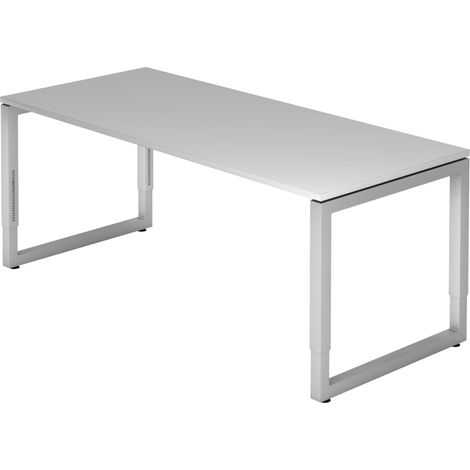 bümö Schreibtisch Serie-R Rechteck: 180 x 80 cm  Grau Silber