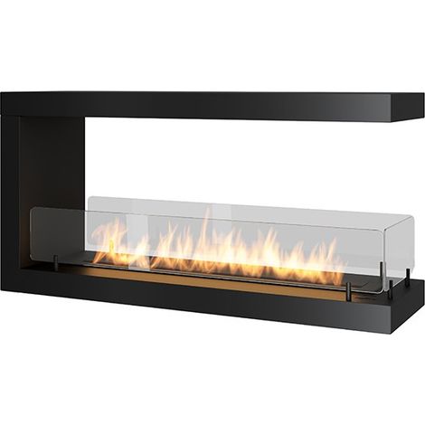 Caminetto a Bioetanolo Da Incasso di Design U1000.2 con Vetro Aperto su 3 Lati Bruciatore da 2 Litri
