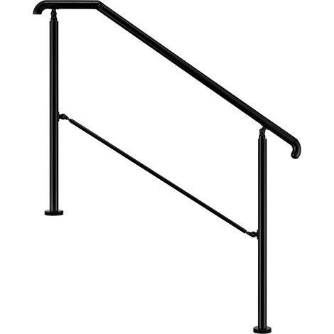 AICA Barandillas de acero inoxidable, Barandilla de entrada, Ángulo Ajustable, uso 3/4 peldaños, Interior y Exterio, Negro, 136x102cm (1/5)