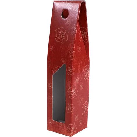 Porte-bouteille en carton pour 1 bouteille, finition rubis, 9 x 9 x 41 cm (lot de 10) (1/2)
