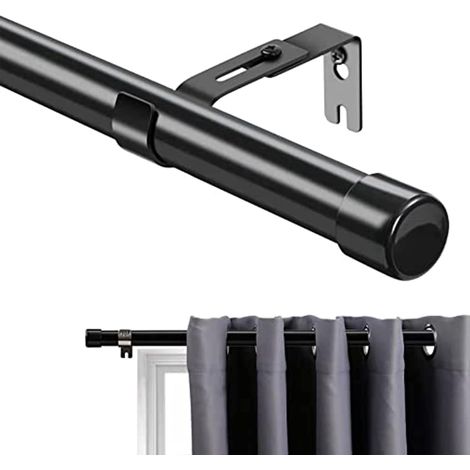 1 - Tringle à Rideaux - Acier Inoxydable - Réglable et Extensible - Pour Salon Chambre Cuisine - Noir - 76x116 cm (1/5)