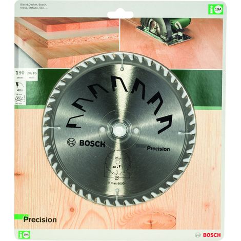 Kreissägeblatt PRECISION D 190 mm Durchmesser 20 mm Z 48 BOSCH 2609256867 (1/5)