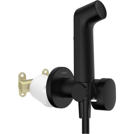 Douchette bidette HANSGROHE EcoSmart S avec robinet d'arret et corps d'encastrement Noir mat