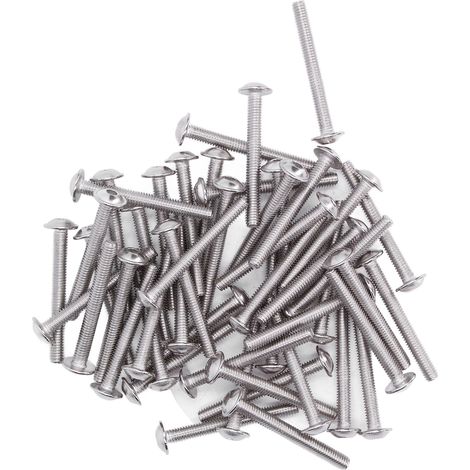 Lot de 50 vis à tête bombée à collerette à six pans creux A2-70 acier inoxydable M4x30mm (1/5)