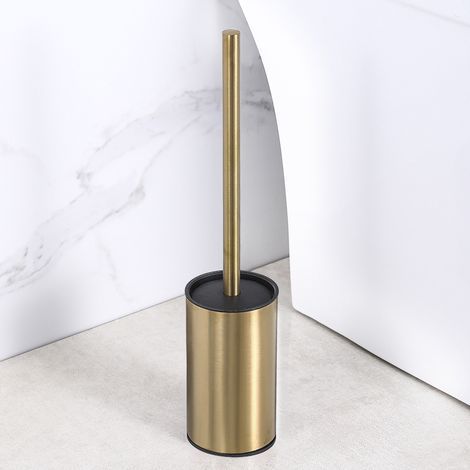 Porte-Brosse WC Rond en Acier Inoxydable doré Autonome pour Salle de Bain (doré) (1/5)