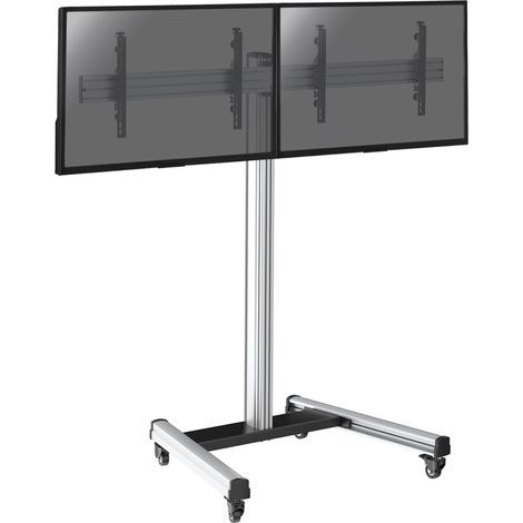 Support sur roulettes pour 2 écrans TV 43'' - 49'' - Hauteur 175cm (1/3)