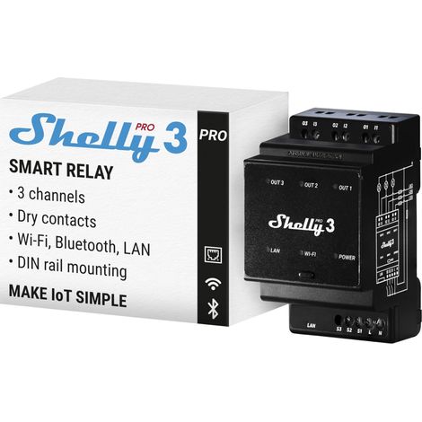 Interrupteur connecté sur rail DIN, Commutateur W-Fi, LAN, Triphasé - 48 A, Contacts secs, Contrôle à distance Éclairage, app iOS, Android, Compatible, Google Home (1/5)