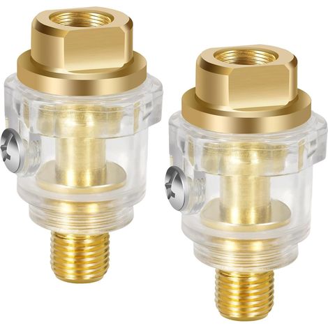 2 Pièces Mini-Graisseur en ligne,Mini lubrificateur automatique,Huileur automatique à air comprimé pour Outils à air Comprimé/Visseuse à Percussion (BSP 1/4")